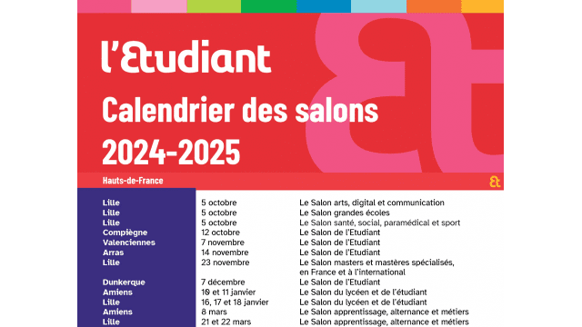 SAVE THE DATE - tous les salons de l'étudiant en HDF 2024 - 2025 